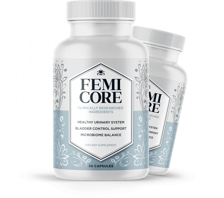 FemiCore bottle of 30 capsules for bladder and urinary support